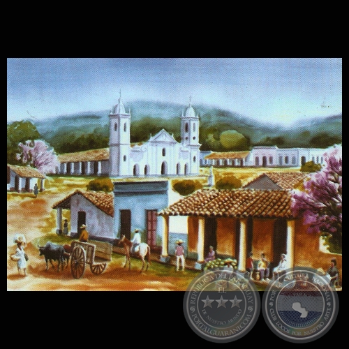 IGLESIA DE PARAGUARI - Acuarela de Carlos Benítez - Año 2.000